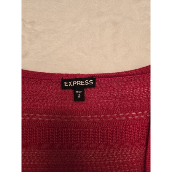 Express Open Front Bright Red Cardigan Size XS Long Sleeve - Picture 2 of 6